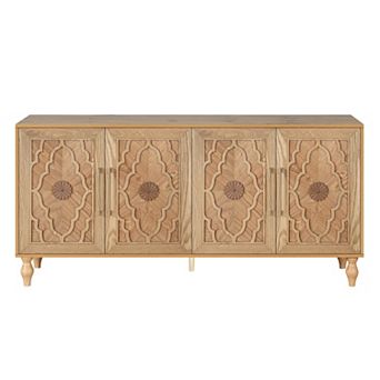 Trikiousd Large Sideboard Storage Cabinet Carved Doors Buffet Cabinet Entry Cabinet TV Console