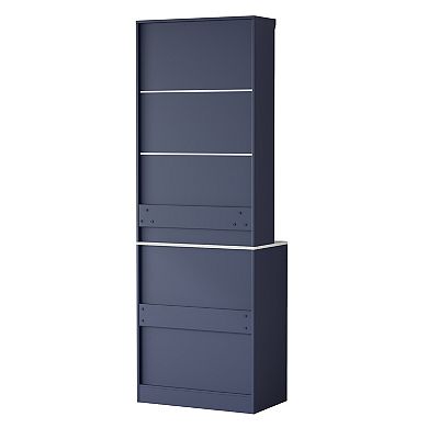 Trikiousd 83.7 Inch Tall Sideboard Storage Cabinet with Faux Marble Top Console