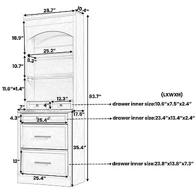 Trikiousd 83.7 Inch Tall Sideboard Storage Cabinet with Faux Marble Top Console