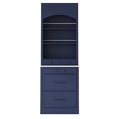 Trikiousd 83.7 Inch Tall Sideboard Storage Cabinet with Faux Marble Top Console