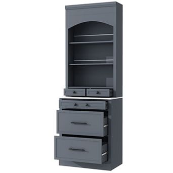 Trikiousd 83.7 Inch Tall Sideboard Storage Cabinet with Faux Marble Top Console