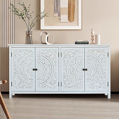 Trikiousd Carved Sideboard Buffet Cabinet Accent Storage Cabinet Console Table for Home Decor