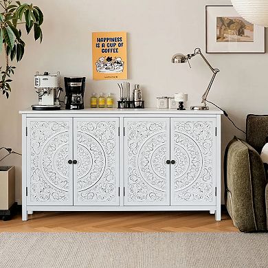Trikiousd Carved Sideboard Buffet Cabinet Accent Storage Cabinet Console Table for Home Decor