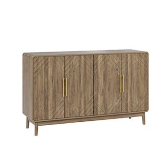 Trikiousd Carved 4 Door Sideboard Buffet Cabinet Accent Cabinet for Living Room Hallway Kitchen