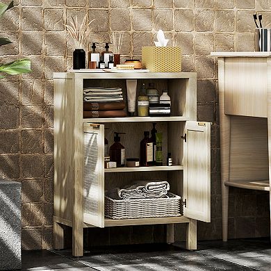 Trikiousd Rattan Buffet Cabinet Accent Cabinet, 2 Doors Sideboard Storage Cabinet