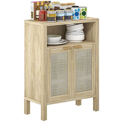 Trikiousd Rattan Buffet Cabinet Accent Cabinet, 2 Doors Sideboard Storage Cabinet