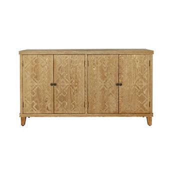 Trikiousd 4 Doors Sideboard Accent Cabinet Wooden Buffet Cabinet for Living Room Dining Room