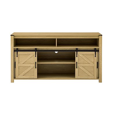 Trikiousd Farmhouse Sideboard Coffee Bar Cabinet, Sliding Barn Doors Buffet Cabinet Server Table
