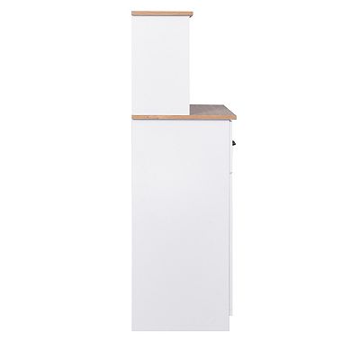 Trikiousd Farmhouse Wooden Sideboard Kitchen Pantry Storage Cabinet with Microwave Stand