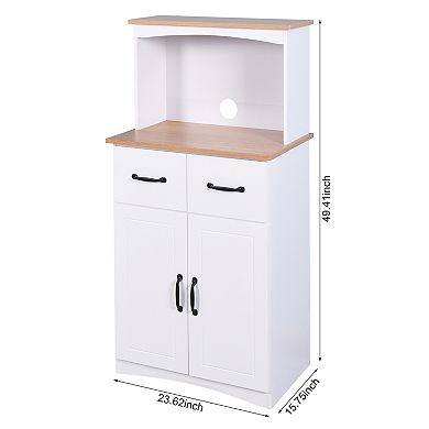 Trikiousd Farmhouse Wooden Sideboard Kitchen Pantry Storage Cabinet with Microwave Stand