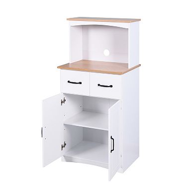 Trikiousd Farmhouse Wooden Sideboard Kitchen Pantry Storage Cabinet with Microwave Stand