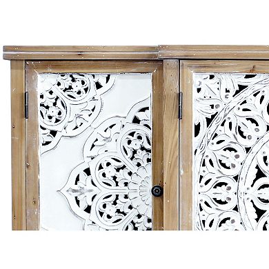 Trikiousd Hollow Carved Sideboard Accent Cabinet, Retro Wooden Storage Cabinet Cupboard