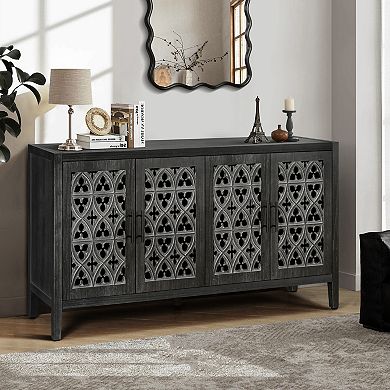 Trikiousd Hollow Four Door Sideboard Entryway Console Cabinet Buffet Cabinet