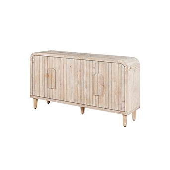 Trikiousd Farmhouse Curved Sideboard Buffet Cabinet Wooden Storage Cabinet for Kitchen Dining Room
