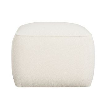 Trikiousd Boucle Fabric Upholstered Square Ottoman Footrest Stool Side Table for Living Room Bedroom