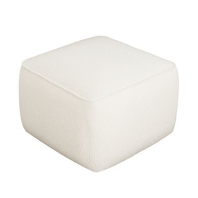 Trikiousd Boucle Fabric Upholstered Square Ottoman Footrest Stool Side Table for Living Room Bedroom