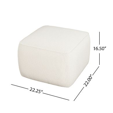 Trikiousd Boucle Fabric Upholstered Square Ottoman Footrest Stool Side Table for Living Room Bedroom