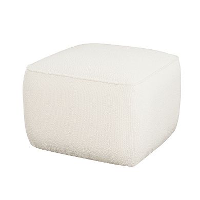 Trikiousd Boucle Fabric Upholstered Square Ottoman Footrest Stool Side Table for Living Room Bedroom