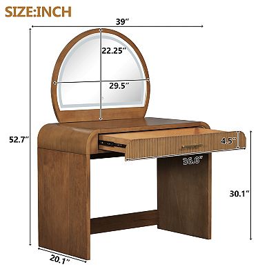 Trikiousd Curved Makeup Vanity Table with Removable Mirror, Dressing Table Convertible Office Desk
