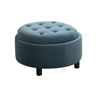Trikiousd Round Storage Ottoman with Reversible Lid, Upholstered Footstool Convenient Coffee Table