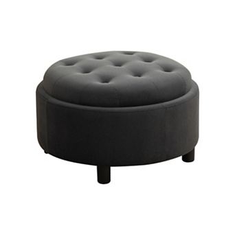 Trikiousd Round Storage Ottoman with Reversible Lid, Upholstered Footstool Convenient Coffee Table