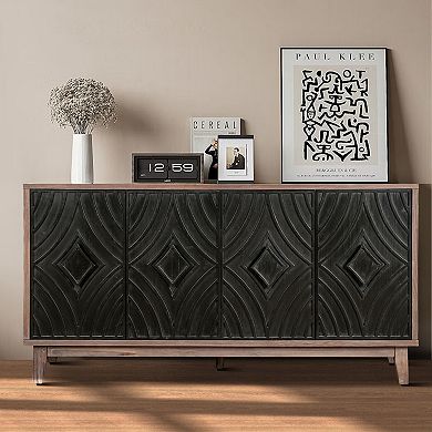 Trikiousd Mid Century Sideboard Buffet Cabinet, 60" Kitchen Storage Cabinet Accent Console Table
