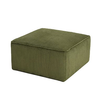 Trikiousd Corduroy Upholstered Ottoman Square Footrest Accent Seat Side Table