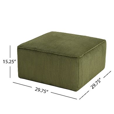 Trikiousd Corduroy Upholstered Ottoman Square Footrest Accent Seat Side Table