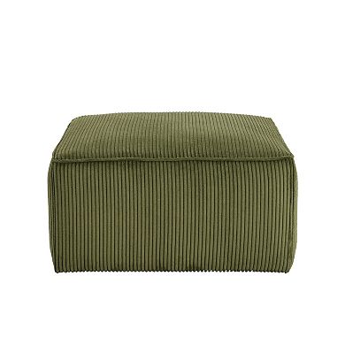 Trikiousd Corduroy Upholstered Ottoman Square Footrest Accent Seat Side Table