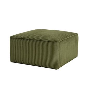 Trikiousd Corduroy Upholstered Ottoman Square Footrest Accent Seat Side Table