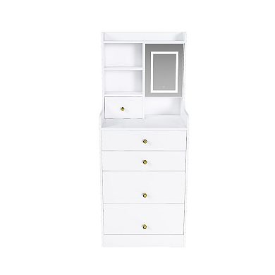 Trikiousd Compact Makeup Vanity with LED Mirror & Storage Stool
