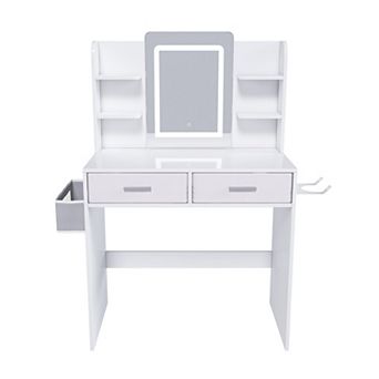 Trikiousd LED Mirror Vanity Makeup Table Office Desk Dressing Table for Women Girls