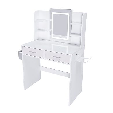Trikiousd LED Mirror Vanity Makeup Table Office Desk Dressing Table for Women Girls