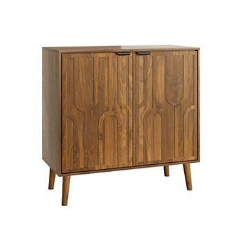 Trikiousd Mid-Century Modern Accent Sideboard Buffet Cabinet, Wooden Coffee Bar Cabinet Side Table
