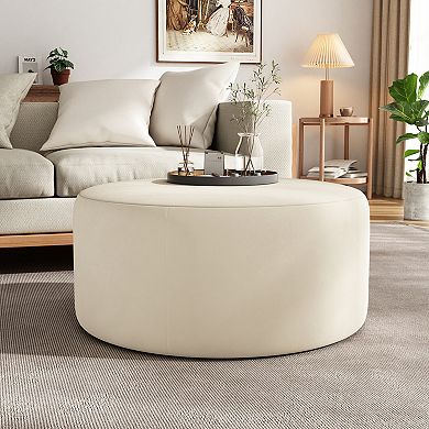 Trikiousd Round Ottoman Coffee Table Velvet Upholstered Footstool