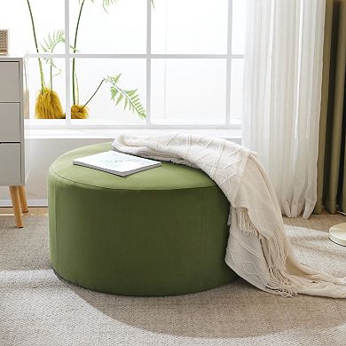 Trikiousd Velvet Round Ottoman Footstool for Living Room Bedroom