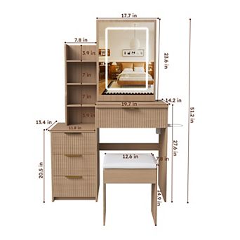 Trikiousd Lighted Makeup Vanity Table with Dressing Chair