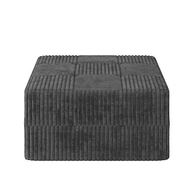 Trikiousd Corduroy Upholstered Ottoman Square Ottoman Sofa