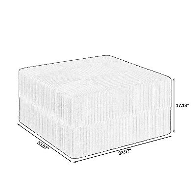 Trikiousd Corduroy Upholstered Ottoman Square Ottoman Sofa