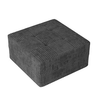 Trikiousd Corduroy Upholstered Ottoman Square Ottoman Sofa