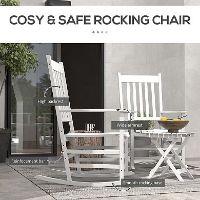 Trikiousd Wooden Rocking Chairs with Side Table, High Back Rocking Chair Set for Garden Balcony