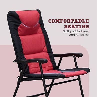 Trikiousd Folding Camping Rocking Chairs Set with Glass Coffee Table