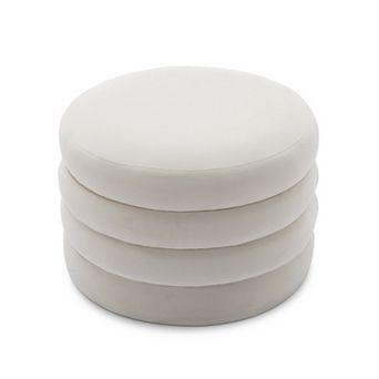 Trikiousd Round Storage Ottoman with Reversible Lid, Velvet Footrest Makeup Stool Coffee Table