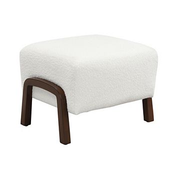 Trikiousd Boucle Fabric Ottoman Upholstered Vanity Stool Footrest for Bedroom Living Room