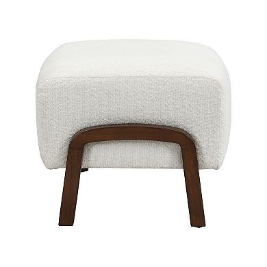Trikiousd Boucle Fabric Ottoman Upholstered Vanity Stool Footrest for Bedroom Living Room