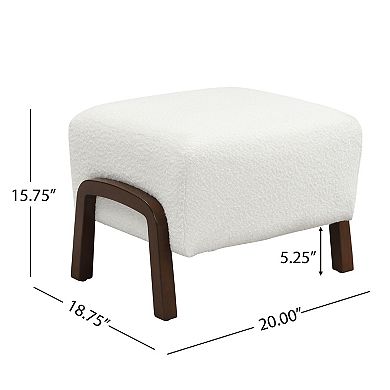 Trikiousd Boucle Fabric Ottoman Upholstered Vanity Stool Footrest for Bedroom Living Room