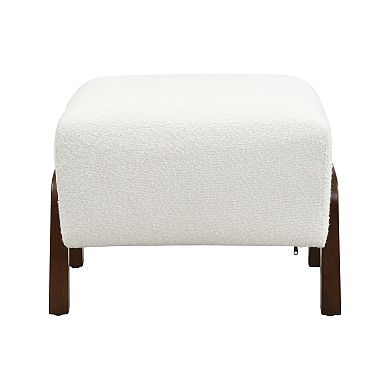 Trikiousd Boucle Fabric Ottoman Upholstered Vanity Stool Footrest for Bedroom Living Room