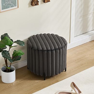 Trikiousd Round Ottoman Upholstered Pouf Stool Footrest for Living Room Bedroom Entryway