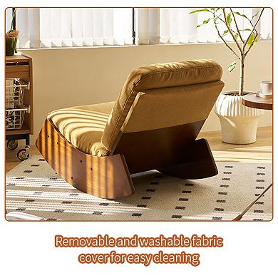 Trikiousd Solid Wood Frame Rocking Chair Upholstered Glider Chair Accent Reading Chair