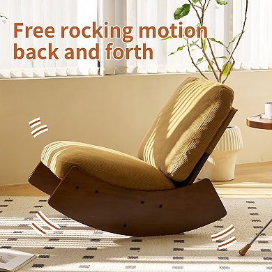 Trikiousd Solid Wood Frame Rocking Chair Upholstered Glider Chair Accent Reading Chair